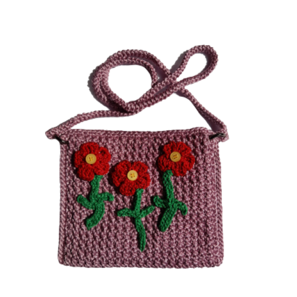 Παιδική χιαστί πλεκτή τσάντα - κορίτσι, crochet, πλεκτή, για παιδιά, τσαντάκια