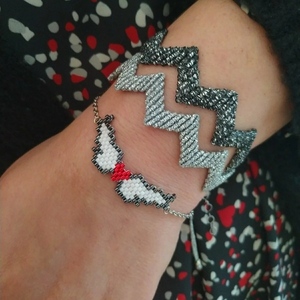 Flying heart bracelet - charms, καρδιά, χάντρες, miyuki delica, χεριού, αυξομειούμενα