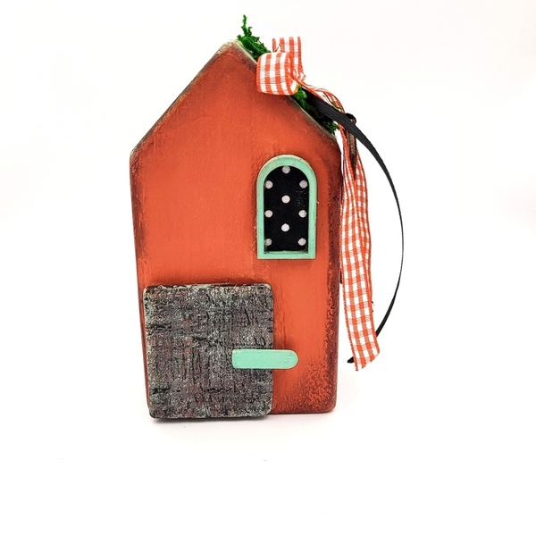 ΣΠΙΤΑΚΙ ΓΟΥΡΙ ΞΥΛΙΝΟ ΚΟΚΚΙΝΟ 22 - ξύλο, σπίτι, σπιτάκι, χριστουγεννιάτικα δώρα, γούρια - 2