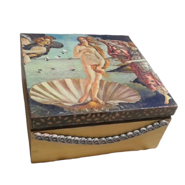 Κουτί Ξύλινο Χρυσή Αφροδίτη 16,5cm x16,5cm x7,5cm - ξύλο, οργάνωση & αποθήκευση, δώρα για γυναίκες
