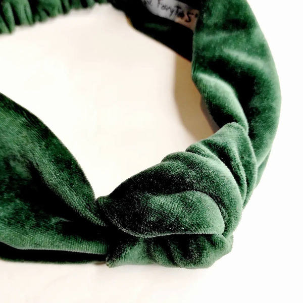 Βελούδινη Κορδέλα Μαλλιών "green love - vintage, απαραίτητα καλοκαιρινά αξεσουάρ, turban, κορδέλες μαλλιών - 2