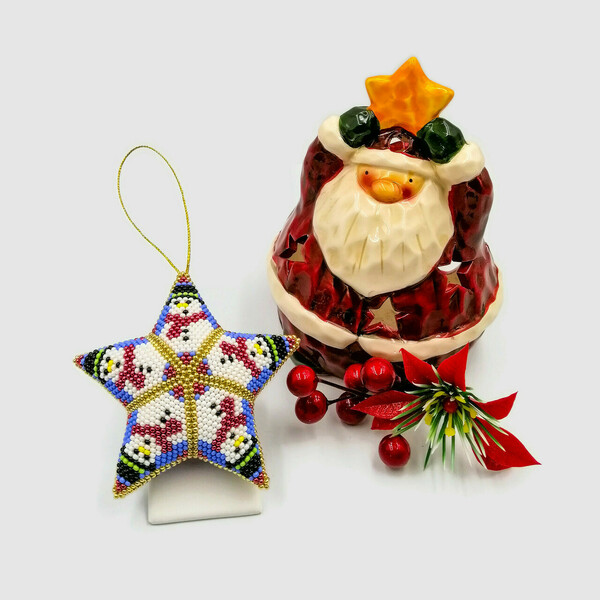 3D Χριστουγεννιάτικo Αστέρι από Χάντρες 10x10εκ. - γυαλί, αστέρι, χριστουγεννιάτικο, στολίδια - 4