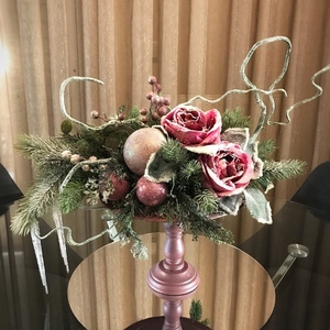 Χριστουγεννιατικη σύνθεση τραπεζιού με λουλούδια , κλαδιά , στολιδια 2022 - διακοσμητικά - 3