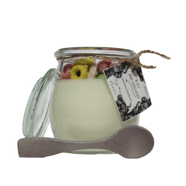 Κερί Σόγιας 220ml σχέδιο YogurtCereal σειρά DeluxeCandles Kaimemellei - χειροποίητα, αρωματικά κεριά, διακοσμητικά, αρωματικό χώρου, κερί σόγιας - 3