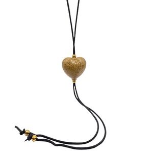 Sculpt Heart Κολιε Black and Gold - γυαλί, καρδιά, μακριά, φθηνά, μενταγιόν - 4