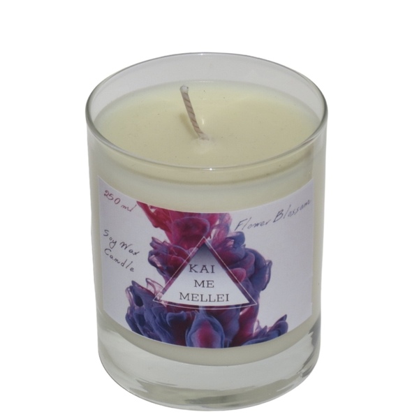 Χειροποίητο Κερί Σόγιας 250ml σειρά FlowerBlossom Kaimemellei - αρωματικά κεριά, διακοσμητικά, κεριά, αρωματικό χώρου, κερί σόγιας