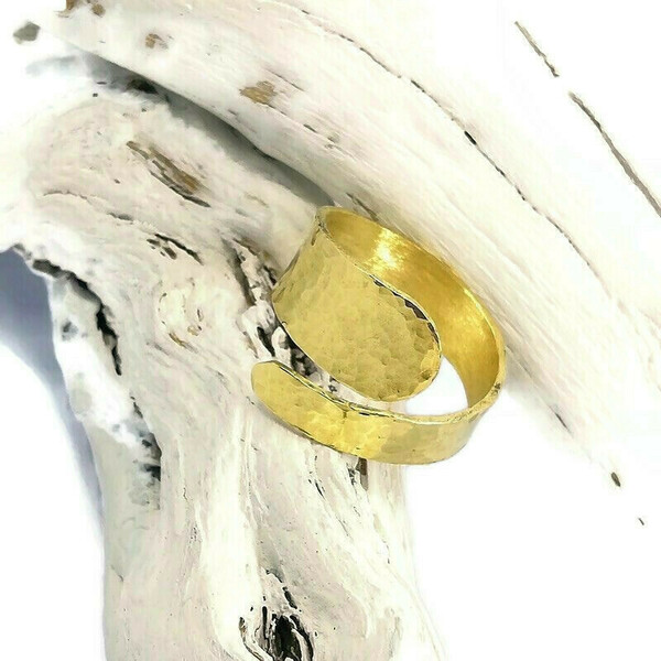 Αθηνά - Επίχρυσο σφυρήλατο δακτυλίδι - επιχρυσωμένα, επάργυρα, σφυρήλατο, αυξομειούμενα - 4
