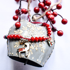 Βραχιόλι τάρανδος με δώρο - charms, χάντρες, χριστούγεννα, χριστουγεννιάτικα δώρα, χεριού, αυξομειούμενα - 3