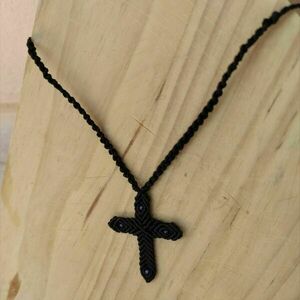 Κολιέ Σταυρός Μακραμέ _Macrame Cross Necklace - ιδιαίτερο, μακραμέ, δώρα για άντρες, σταυροί, ανδρικά κολιέ - 3