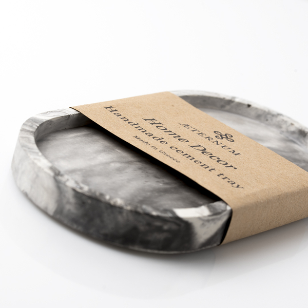 Οβάλ τσιμεντένιος δίσκος διακόσμησης Marble - σπίτι, τσιμέντο, πιατάκια & δίσκοι - 2