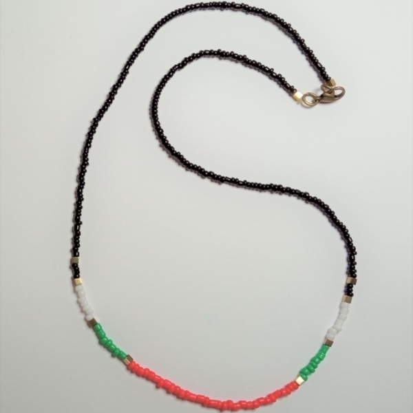 Κολιέ με χάντρες: κόκκινο, τιρκουάζ, λευκό, μαύρο, χρυσό. Μηκός: 45 εκ. - χάντρες, κοντά, seed beads - 3