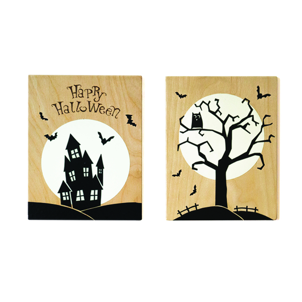 "Halloween" Δυο ξύλινοι διακοσμητικοί πίνακες που φωσφορίζουν στο σκοτάδι, 22x28 εκ - πίνακες & κάδρα, set, halloween, ξύλινα διακοσμητικά