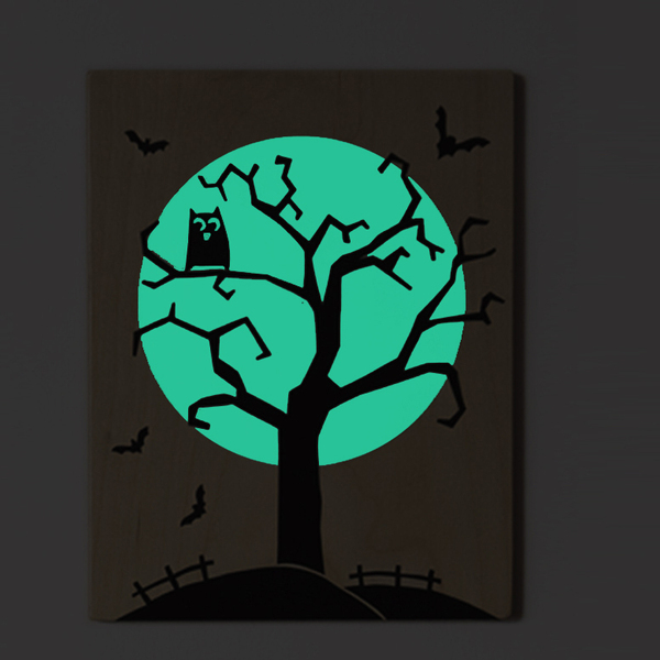 "Halloween" Δυο ξύλινοι διακοσμητικοί πίνακες που φωσφορίζουν στο σκοτάδι, 22x28 εκ - πίνακες & κάδρα, set, halloween, ξύλινα διακοσμητικά - 4