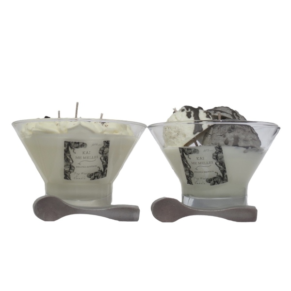 Κερί Σόγιας 375ml σχέδιο VanillaChocoIceCream σειρά DeluxeCandles Kaimemellei - χειροποίητα, αρωματικά κεριά, διακοσμητικά, αρωματικό χώρου, κερί σόγιας - 4