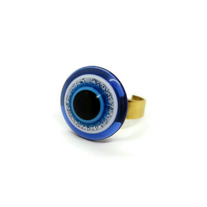 Δαχτυλίδι Μάτι με ατσάλινη ρυθμιζόμενη βάση - μάτι, ατσάλι, αυξομειούμενα