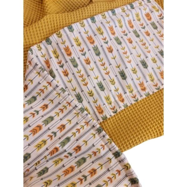 Μουσταρδί κουβέρτα πικέ με boho σχέδιο διάστασης 1,20x1,45 - κορίτσι, αγόρι, κουβέρτες