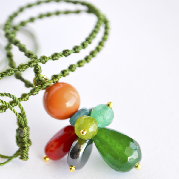 Κολιέ folklore πολύχρωμο jade-Αντίγραφο - ημιπολύτιμες πέτρες, charms, μακριά, boho - 3