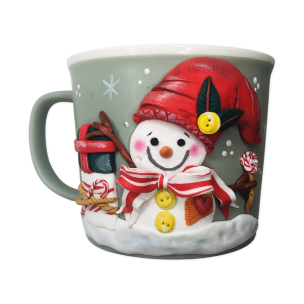 Χιονάνθρωπος Κοκκινος - πηλός, διακοσμητικά, χιονάνθρωπος, είδη κουζίνας