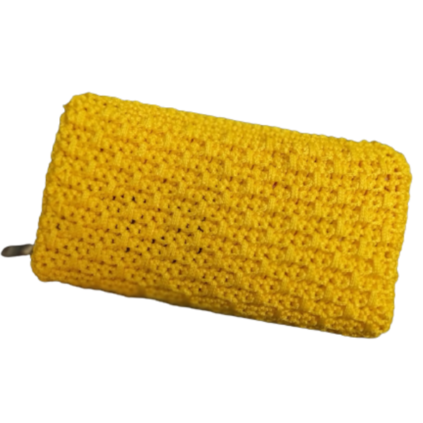 Χειροποίητο πλεκτό δερμάτινο πορτοφόλι με φερμουάρ κίτρινο 20Χ11 - δέρμα, πλεκτό, χειροποίητα, πορτοφόλια