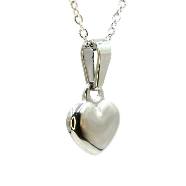Κολιέ Καρδιά Ατσάλινη χρώμα Ασημί μετάλλου με Αλυσίδα 45εκ Nikolas Jewelry - charms, καρδιά, κοντά, ατσάλι, φθηνά