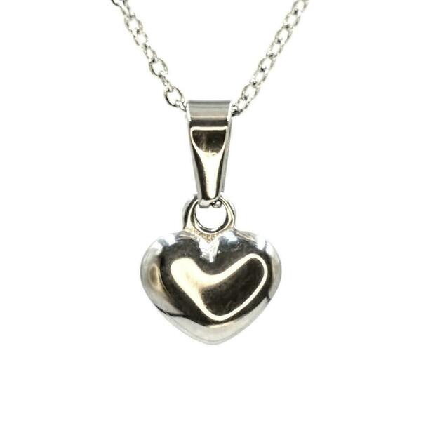 Κολιέ Καρδιά Ατσάλινη χρώμα Ασημί μετάλλου με Αλυσίδα 45εκ Nikolas Jewelry - charms, καρδιά, κοντά, ατσάλι, φθηνά - 2