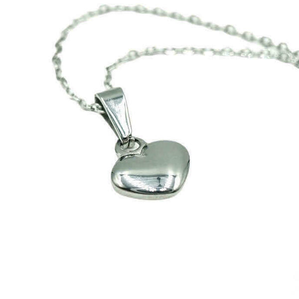 Κολιέ Καρδιά Ατσάλινη χρώμα Ασημί μετάλλου με Αλυσίδα 45εκ Nikolas Jewelry - charms, καρδιά, κοντά, ατσάλι, φθηνά - 3