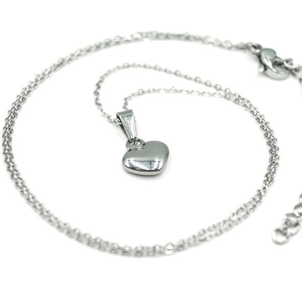 Κολιέ Καρδιά Ατσάλινη χρώμα Ασημί μετάλλου με Αλυσίδα 45εκ Nikolas Jewelry - charms, καρδιά, κοντά, ατσάλι, φθηνά - 4