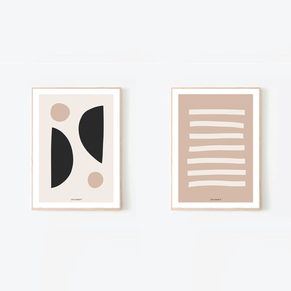 21x30cm | words & shapes | 2 abstract αφισάκια σε μοντέρνους τόνους - δώρο, διακόσμηση, αφίσες