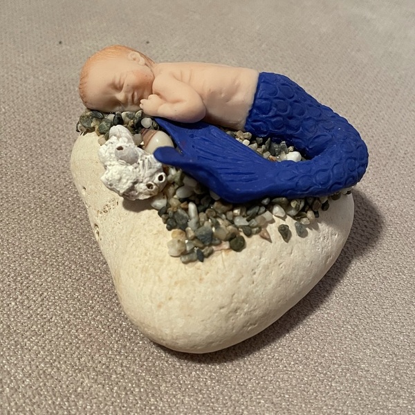 Μωρό-Γοργόνος χειροποίητη μινιατούρα από πηλό - γοργόνα, βρεφικά, δώρα για τον μπαμπά, δώρα για βάπτιση - 3
