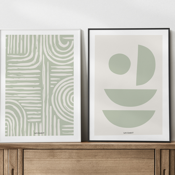 σετ 2 abstract artprints σε παστελ mint χρωματισμούς | 21x30cm | words & shapes - δώρο, διακόσμηση, αφίσες - 2