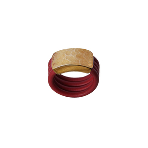 Χειροποίητο βυσσινί δαχτυλίδι καουτσούκ, σεβαλιέ ή midi με χρυσόχρωμο μέταλλο - chevalier, ορείχαλκος, σταθερά