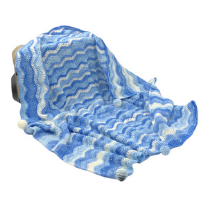 Κουβέρτα αγκαλιάς & λίκνου πλέκτη Χειροποίητη 1,20x1,10 κύμα μπλε - δώρο, βρεφικά, προίκα μωρού, δώρο για βάφτιση, κουβέρτες