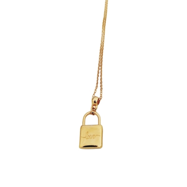 Keylock love pendant κολιε κλειδαριά σε ατσάλινη αλυσίδα αρχικου μήκους 45εκ - charms, ορείχαλκος, ατσάλι