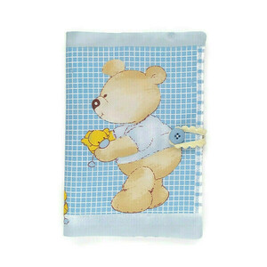 Θήκη βιβλιαρίου υγείας για αγόρι με αρκουδάκι γαλάζιο15,5×22. - αγόρι, θήκες βιβλιαρίου, αρκουδάκι, δώρα για βάπτιση, δώρο γέννησης