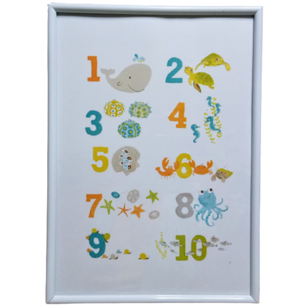 Παιδικό κάδρο διακοσμητικό- εκπαιδευτικό με αριθμούς και πλάσματα της θάλασσας ( 22χ 31 εκ. ) - πίνακες & κάδρα, κορίτσι, αγόρι, δώρα για παιδιά, παιδικά κάδρα - 3