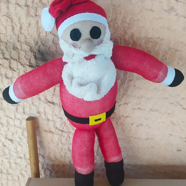 Άγιος Βασίλης χειροποίητος από κάλτσες 44 εκατοστά - χριστουγεννιάτικο, διακοσμητικά, άγιος βασίλης - 3