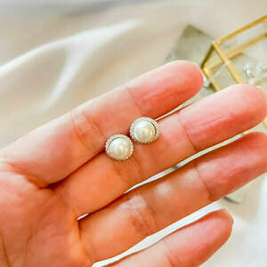 Σκουλαρίκια Καρφωτά από Ασήμι 925, Πέρλες και Ζιργκόν Awear Lilibet Silver - ασήμι 925, καρφωτά, μικρά, ζιργκόν, πέρλες - 2