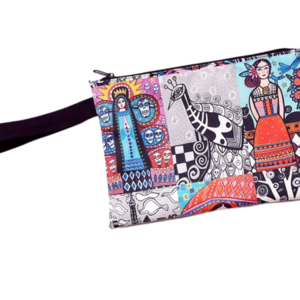 Τσαντάκι γυναίκα σύμβολο patchwork 19x27 εκ - ύφασμα, φάκελοι, all day, χειρός, frida kahlo