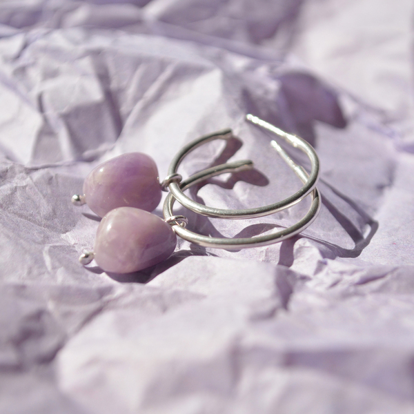 Lilacs┃Σκουλαρίκια από ασήμι 925 & Αμέθυστο - ασήμι, ημιπολύτιμες πέτρες, κρίκοι, καρφάκι - 4