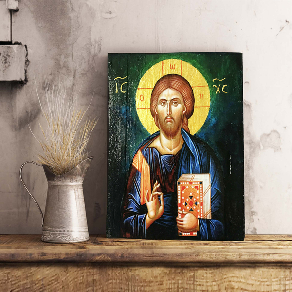 Χειροποίητη Εικόνα Του Ιησού Χριστού Σε Φυσικά Σανίδια 22x3x19cm - πίνακες & κάδρα, πίνακες ζωγραφικής - 2