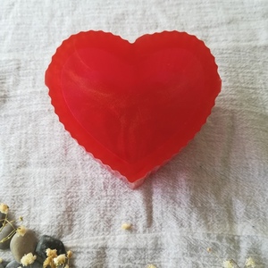 Κουτί κοσμημάτων και μικροαντικειμένων σχήμα καρδιάς κόκκινο - χρυσό, από υγρό γυαλί - καρδιά, οργάνωση & αποθήκευση, χειροποίητα, δώρα για γυναίκες - 5