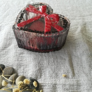 Κουτί κοσμημάτων και μικροαντικειμένων σχήμα καρδιάς κόκκινο - μαύρο, από υγρό γυαλί - καρδιά, οργάνωση & αποθήκευση, χειροποίητα, δώρα για γυναίκες - 4