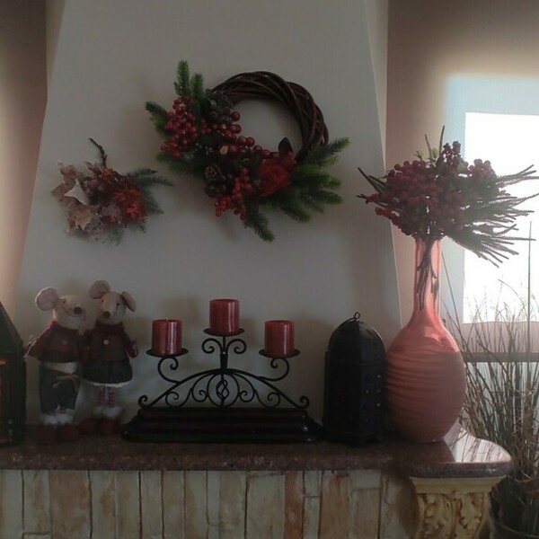 Χριστουγεννιάτικο στεφάνι από μπαμπού 30 εκ. με κόκκινα διακοσμητικά - στεφάνια, διακοσμητικά, χριστουγεννιάτικα δώρα - 2