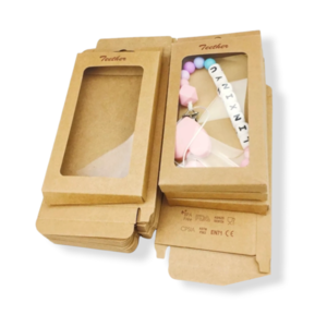 10 τμχ. Χάρτινα Κουτιά με λογότυπο "Teether"/Χρώμα Craft/15,5*9*1,5 εκ. - μασητικό, κλιπ πιπίλας, υλικά κατασκευών