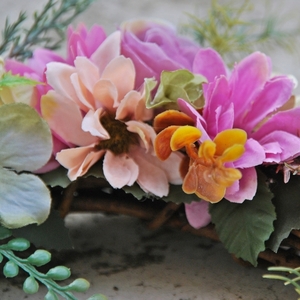 Διακοσμητικό στεφάνι (30 εκατοστά) σε απαλούς τόνους - στεφάνια, λουλούδια - 3