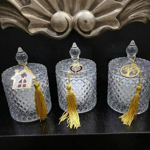 Γούρι αρωματικό κερί σε γυάλινη φοντανιερα 14,3εκ - γυαλί, ρόδι, κεριά & κηροπήγια - 4