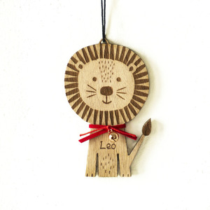 Ξύλινο προσωποποιημένο στολίδι "Λιοντάρι" - 10,5 εκ - προσωποποιημένα, στολίδια, ξύλο, δώρα για μωρά