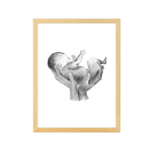 Παιδικό Καδράκι με θέμα το Μωράκι στα Χέρια 23x31,5Yx1εκ Φυσικό Ξύλο Κορνίζα Σκίτσο μωρό watercolor - πίνακες & κάδρα, κορίτσι, αγόρι, δώρο, βρεφικά, παιδικά κάδρα