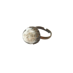 Δαχτυλίδι μπρούντζινο αυξομειούμενο " Ένας κλέφτης μέσα στη γυάλα"- 7mm - λουλούδι, μπρούντζος, αυξομειούμενα - 2