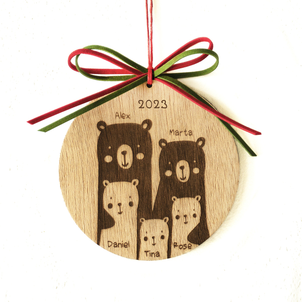 Προσωποποιημένο ξύλινο στολίδι - γούρι 2022 - Oικογένεια -11 εκ - ξύλο, χριστουγεννιάτικα δώρα, στολίδια, προσωποποιημένα